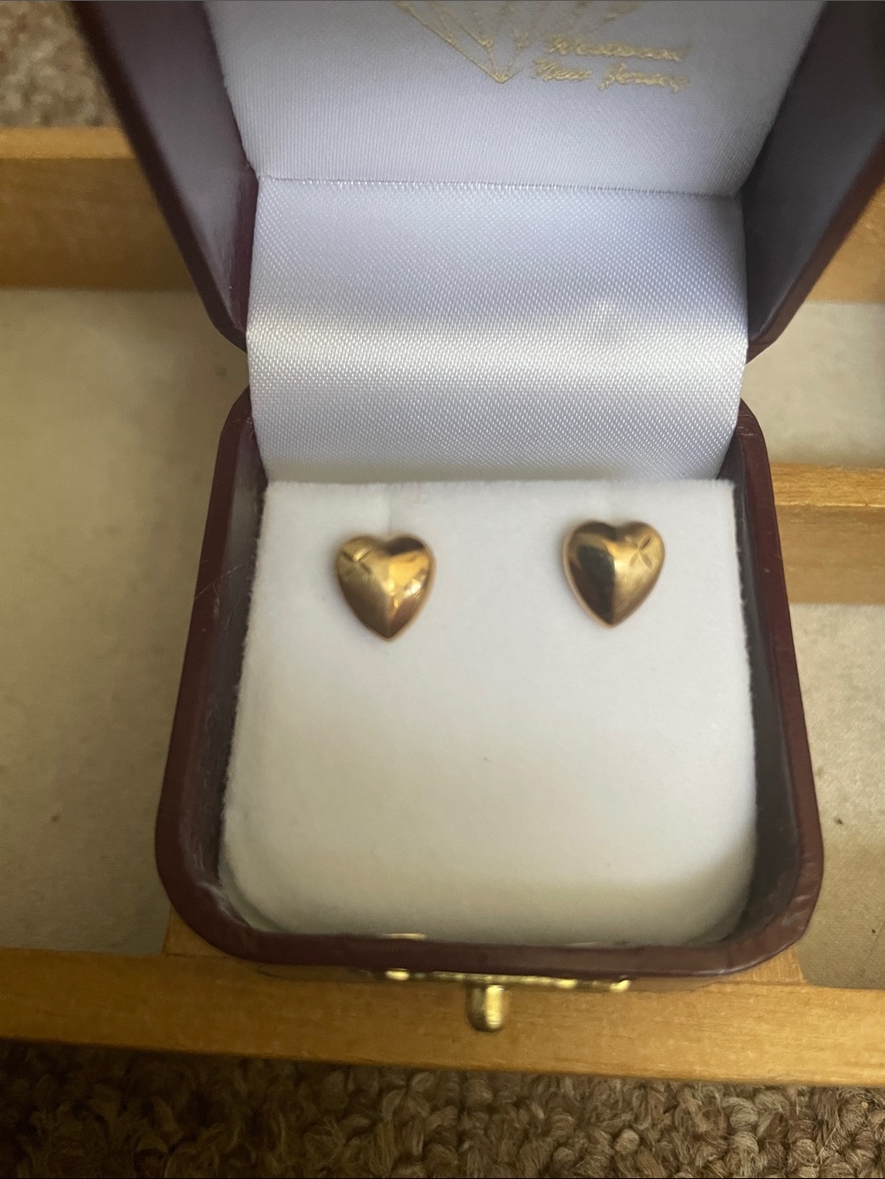 Gold Heart Stud Earrings - Classic Women's Jewelry #43G